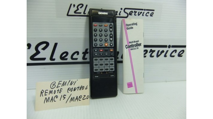 Gemini MAC15 MAC 20 remote control.